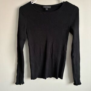Ann Taylor Black Long Sleeve Ribbed Top